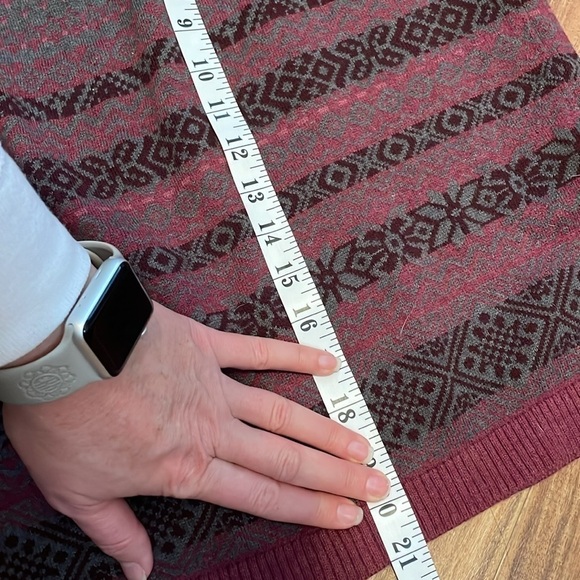 J Jill women’s skirt Medium 10 12 mini stretch knit sweater pattern red grey - Picture 6 of 8